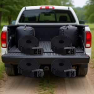 Lot de 4 sangles d'arrimage avec boucle, 10 pieds, noires, pour porte-bagages et accessoires de contrôle de cargaison - Product Image 2