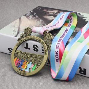Medalla de carrera deportiva de maratón de correr de metal 3D de color personalizado de fábrica - Product Image 5