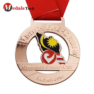 Ücretsiz örnek antika kaplama özel logo olaylar hatıra malezya ulusal bayrak madalyası
