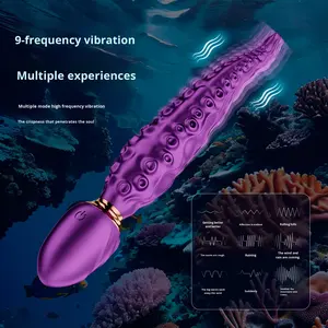 Tongkat <span class=keywords><strong>AV</strong></span> Kuat gurita 9 frekuensi, silikon tahan air dapat diisi ulang g-spot <span class=keywords><strong>vibrator</strong></span> mainan seks dewasa untuk klitoris wanita - Product Image 3