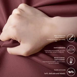 Lujo chino en forma de U marco de madera maciza sofá de cuero de lujo Villa sala de estar sofá de cuero conjunto de muebles - Product Image 2