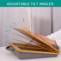 Support d'ordinateur portable en bambou réglable et durable, portable, pour lit, table d'étude, avec coussin d'ordinateur, personnalisable