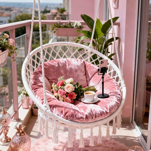 وسادة باباسان مخصصة منسوجة لكرسي الهاموك البيضاوي في الحديقة أو المكتب أو المطبخ، مقاومة للحريق - Product Image 1