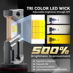 ไฟหน้ารถยนต์ Yobis รุ่นใหม่ 3 สี 3000K 4300K 6000K ควบคุมผ่านแอพมือถือ 150W 15000LM หลอดไฟ LED Canbus H1 H4 H11 H7 สำหรับรถยนต์ - Product Image 1