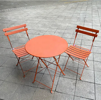 Simple pas cher 3 pièces pliant plat en acier Portable chaise de jardin balcon Bristo ensemble extérieur Patio café chaise table ensemble
