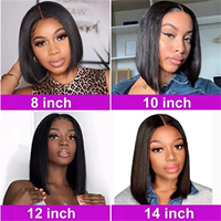 Wig Bob Brasil pra-pencabutan 4x4 renda penutup lurus pendek transparan Swiss renda warna HD untuk wanita hitam Wig renda murah