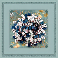 Tuiles de Mahjong Américaines à Rayures Étoilées, 166 tuiles en Acrylique Triple Couche avec Tapis de Jeu de Mahjong Imprimé Motif Clé Grecque Vert Sauge