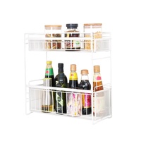 Armoire coulissante multi-usage à 2 niveaux, support de rangement sous l'évier, organisateur pour la cuisine et la salle de bain