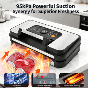 Sellador de Alimentos al Vacío para Cocina CE/<span class=keywords><strong>CB</strong></span>/ETL -95Kpa con Doble Sellado Térmico y Bomba Dual para Alimentos Secos/Húmedos, Selladores de Alimentos al Vacío con Mango de Fácil Cierre - Product Image 2