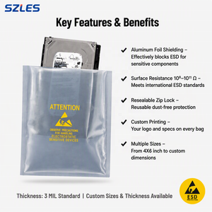 Custom Size Antistatic ESD Ziplock Bag 3 Side Seal Shielding Cushioned Bubble <strong>Pack</strong> For Packing And Packaging With ESD Protection - Product Image 4