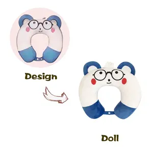 Wholesale Custom Pretty Soft Plush Baby Neck Travel Pillow Cushion Custom OEM Cute Cartoon Kids Animal U Shape Travel Pillow