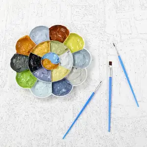 Flower Shaped Palette For Art Painting Diy Oil Acrylic Watercolor Paints 18 Grids Plastic Tray For Diamond Beads Storage