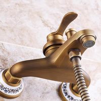 Grifo de Baño de Latón Antiguo con Ducha Manual, Grifo de Baño de Pared, Estilo Nostalgia para Baño