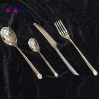 Ensemble de couverts en acier inoxydable 304 plaqué or PVD, 24 pièces, finition miroir, pour hôtel, restaurant, banquet