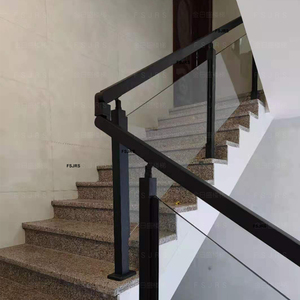 Kim loại tay vịn dân cư U hình lan can thép không gỉ tay vịn với kính - Product Image 2