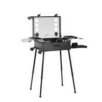 Valise de voyage professionnelle de luxe 22 pouces pour artistes, organisateur de cosmétiques, station de salon, avec Bluetooth intégré et grande fermeture éclair