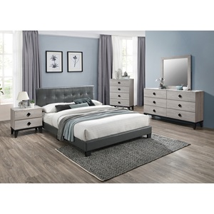 Contemporary Cream Nightstand With Drawers Bed <b>Side</b> Table Plywood Storage - Product Image 4