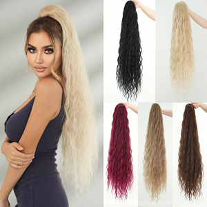 ผมหางม้าสีบลอนด์ลอนผมยาว36นิ้วแบบด้านจากธรรมชาติ - Product Image 4