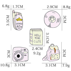 Europe et États-Unis Nouveau Cartoon rose <span class=keywords><strong>Cartable</strong></span> Téléphone Radio CD Broche Creative All-match Badge - Product Image 4