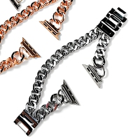 Compatible avec Apple Watch 46mm 44mm, bracelet en métal de luxe vintage à double rangée, chaîne de cow-boy, fermoir en D