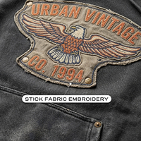 Sweat à capuche personnalisé pour homme en coton éponge délavé à l'acide, broderie graphique tête de cow-boy rétro western, fabricant pour l'hiver