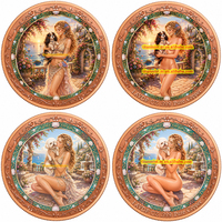Médaille en cuivre pur 999 colorée de 1 Troy oz, motif artistique en relief de Jeune fille et Chien, objet de collection pour les amateurs