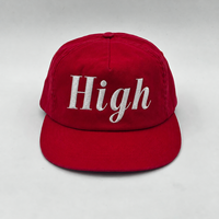 Casquette de baseball personnalisée sportive à profil bas, visière courte, en coton rouge pur, 5 panneaux, visière incurvée, broderie, ajustable
