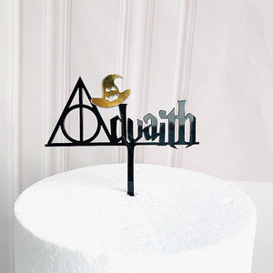 Decorazione per Cupcake a Tema Magico Nero e Oro per Halloween, Topper per <span class=keywords><strong>Torta</strong></span> di Compleanno - Product Image 3
