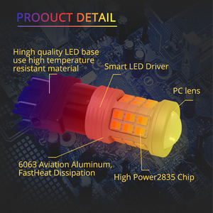 G-view 3157 <span class=keywords><strong>Led</strong></span> Xe bóng đèn switchback màu đỏ hổ phách 7443 kép Màu sắc lần lượt tín hiệu ánh sáng 1157 xe chiếu tự động <span class=keywords><strong>LED</strong></span> switchback bóng đèn - Product Image 3