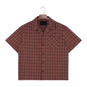 2025 Nam Cổ Điển Sọc trại cổ áo sơ mi tùy chỉnh nút lên nút kim loại Retro sợi bông nhuộm lỏng phong cách giản dị - Product Image 5