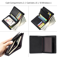 Dompet Kulit Asli Buatan Tangan SCHLATUM untuk Pria, RFID Slim Wallet Vintage dengan Penutup Terbuka, Klip Uang Kasual Kapasitas Besar, Kulit Sapi Pendek