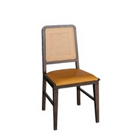 Chaises de banquet modernes pour hôtels, vente en gros d'usine, dossier en maille tressée, revêtement en cuir souple, imitation bois, pour restaurants