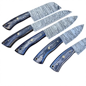 Ensemble de couteaux de cuisine en acier Damas à 67 couches, 5 pièces, manche en bois, lames droites, couteaux de chef, lame polie, ambidextres, haute qualité - Product Image 2