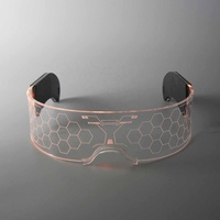 Nouvelles Lunettes de Soleil Carrées Lumineuses LED Futuristes à Monture Complète pour Soirées Dansantes et Vacances, Cadre PC Vert/Blanc/Rose, Protection UV400