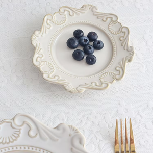 Service de table en céramique de style <span class=keywords><strong>baroque</strong></span> européen, design en relief, assiettes et plats blancs pour mariage - Product Image 5