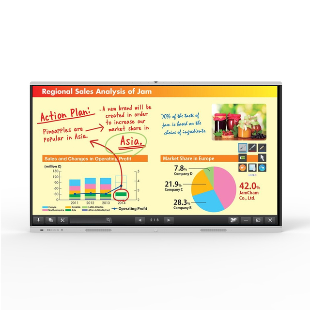 HDFocus Pizarra 4K 65 Inch Smart TV 4K Ultra HD LED Monitor Interactive White Board Touch Screen Display Interactive Whiteboard
