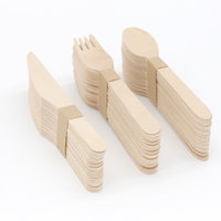 Couverts jetables en bois pour restaurant à emporter, personnalisation du logo, couteau, fourchette et cuillère en bois