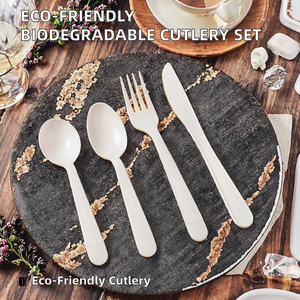 Chất Lượng Cao Dùng Một Lần Đồ Ăn Dao Kéo Thiết Lập Thân Thiện Với Môi Phân Hủy Sinh Học Thực Phẩm Cấp PSM Nhựa Muỗng Dao Nĩa Cho Các Bên - Product Image 3