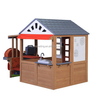 บ้านไม้สำหรับเล่นกลางแจ้งพร้อมครัวกลางแจ้ง เตาปิ้งย่าง และเตาอบพิซซ่า - บ้านเล่นจำลองสำหรับสนามหลังบ้าน - Product Image 6