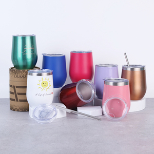 Vente en gros de sublimation gobelet à vin en acier inoxydable 12oz avec couvercle gobelet à vin droit vente en gros pour sublimation - Product Image 1