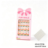 Faux ongles courts amande à presser pour enfants, mignons et adorables, amovibles et réutilisables, pour manucure DIY, cadeau de fête, vente en gros