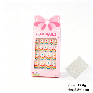 Faux ongles courts amande à presser pour enfants, mignons et adorables, amovibles et réutilisables, pour manucure DIY, cadeau de fête, vente en gros - Product Image 5