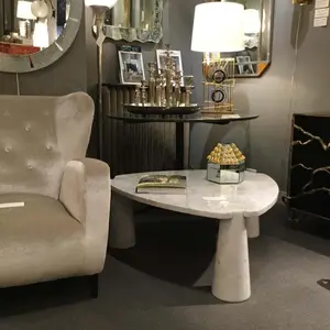 HZX moderno nordico Arabescato in marmo bianco tavolino da salotto semplice tavolo da tè Set piccolo appartamento di lusso leggero