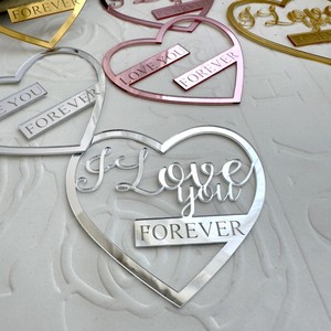 ท็อปเปอร์เค้กรูปหัวใจอะคริลิค ลายฮันนี่แอนด์สวีทเนส ฉันรักคุณตลอดไป ของตกแต่งวันวาเลนไทน์ - Product Image 3