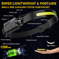 Lampe Frontale COB en Silicone Rechargeable USB-C à Détection de Mouvement LED, Type Lumineux Extérieur avec Source LED, Éclairage Large de 230°