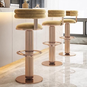 Tabouret <span class=keywords><strong>de</strong></span> <span class=keywords><strong>bar</strong></span> <span class=keywords><strong>pivotant</strong></span> en bois massif <span class=keywords><strong>de</strong></span> luxe <span class=keywords><strong>scandinave</strong></span> moderne, avec dossier et assise en acier inoxydable, pour table haute <span class=keywords><strong>de</strong></span> salon - Product Image 3