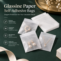 Sacs autocollants en papier glassine, pochettes d'emballage translucides pour bijoux, bagues, boucles d'oreilles et petits accessoires