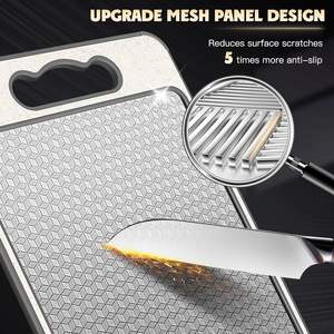 Tabla de Cortar de Acero Inoxidable SS304 de Doble Cara, Resistente a los Arañazos, Ecológica, Reciclable, Color Beige, Apta para Lavavajillas, para Cocina - Product Image 2