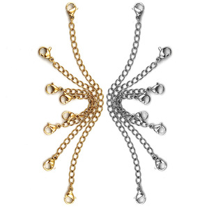 Chaîne d'extension à fermoir homard double tête en acier inoxydable pour collier, bracelet, bijoux, accessoire DIY, ton or 18 carats et argent - Product Image 5