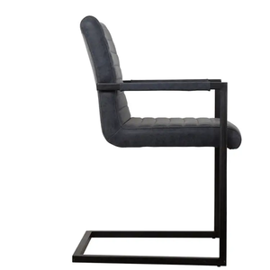 Set di 4 <span class=keywords><strong>Sedie</strong></span> da Pranzo in Vera Pelle <span class=keywords><strong>Antracite</strong></span> con Braccioli - Product Image 4